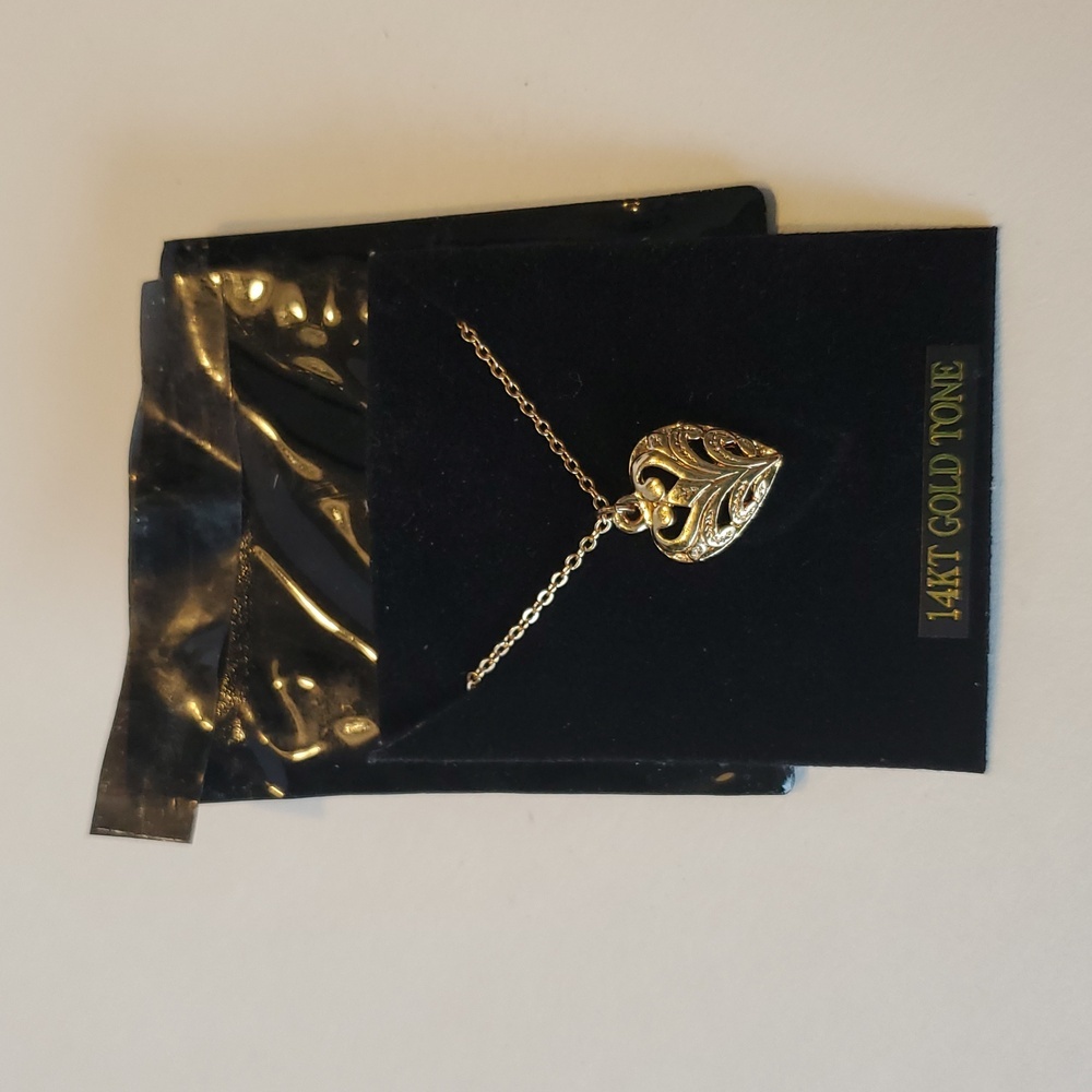 Vintage Heart Pendant On Gold Plated Chain Costume
